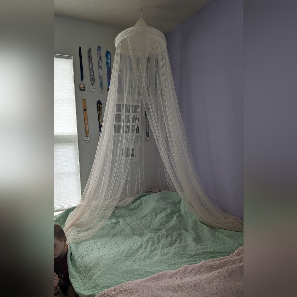 Elegant Cream Canopy Bed Netting